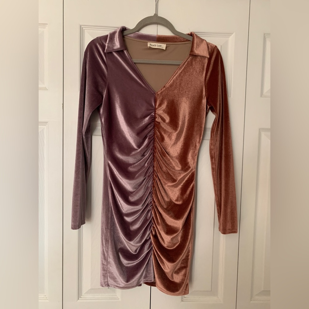 NWOT Two Tone Velvet Collared Dress Size Small